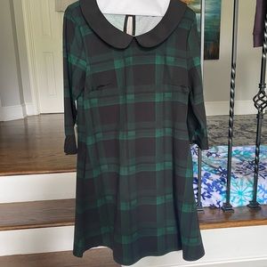 Green Black Plaid Peter Pan Collar Dress- Smak Parlour